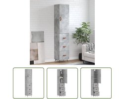 vidaXL Opslagkast - Hoge Kast - Hoge kast 34,5x34x180 cm bewerkt hout betongrijs - Houten Kast - Grijze Kast - Betonnen Kast