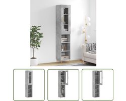 vidaXL Opslagkast - Hoge Kast - Hoge kast 34,5x34x180 cm bewerkt hout betongrijs - Houten Kast - Grijze Kast - Vintage Kast