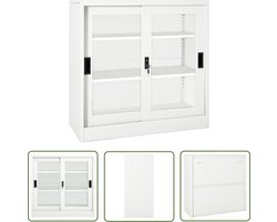 vidaXL Opslagkast - Rolladeurkast - Roldeurkast 90x40x90 cm staal wit - Kantoormeubel - Boekenkast - Archivak