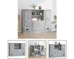 vidaXL Opslagkasten - Hoge Kasten - Hoge kasten 3 st bewerkt hout betongrijs - Houten Kasten - Grijze Kasten - Betonnen Kasten