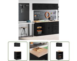 vidaXL Opslagoplossing - Garage Kast - Garagekasten 2 st spaanplaat zwart - Gereedschap Organizer - Werkbank - DIY Tools