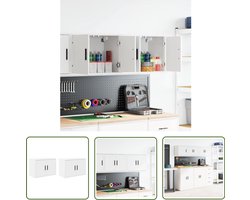 vidaXL Opslagoplossing - Garagekast - Garagewandkasten 2 st spaanplaat wit - Gereedschapsopslag - Muurhangend - Houten Kast