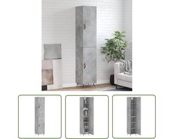 vidaXL Opslagoplossing - Hoge Kast - Hoge kast 34,5x34x180 cm bewerkt hout betongrijs - Houten Kast - Grijze Kast - Betonnen Kast