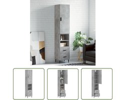vidaXL Opslagoplossing - Hoge Kast - Hoge kast 34,5x34x180 cm bewerkt hout betongrijs - Houten Kast - Grijze Kast - Designkast