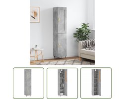 vidaXL Opslagoplossing - Hoge Kast - Hoge kast 34,5x34x180 cm bewerkt hout betongrijs - Houten Kast - Grijze Kast - Moderne Kast