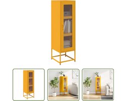 vidaXL Opslagoplossing - Hoge Kast - Hoge kast 36x39x123 cm koudgewalst staal mosterdgeel - Keukenkast - Badkamerkast - Entree Kast