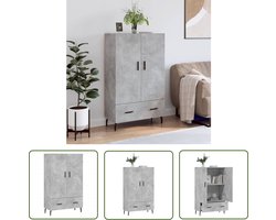 vidaXL Opslagoplossing - Hoge Kast - Hoge kast 69,5x31x115 cm bewerkt hout betongrijs - Houten Kast - Grijze Kast - Vintage Kast