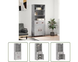 vidaXL Opslagoplossing - Hoge Kast - Hoge kast 69,5x34x180 cm bewerkt hout betongrijs - Houten Kast - Grijze Kast - Betonnen Kast