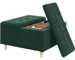 vidaXL Opslagottoman met kussen Donkergroen 80 x 80 x 45 cm Fluweel, Stijlvolle moderne opbergpoef, gestoffeerd zitmeubel, functioneel woonkameraccent, minimalistische decoratie