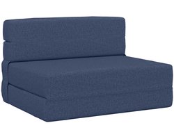vidaXL - Opvouwbare - Sofa - Bed - Matras - Blauw - 70 - x - 80 - x - 60 - cm - Stof