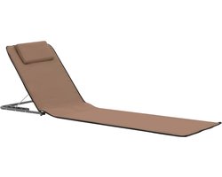 vidaXL Opvouwbare Strandmatten - Set van 2, Bruin Strandstoel - Strandlaken - Lounge Chair - Tuinstoel - Klapstoel