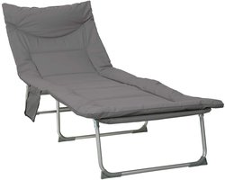 vidaXL - Opvouwbare - zonnebed - met - kussen - Antracietkleurig