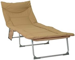vidaXL - Opvouwbare - zonnebed - met - kussen - Beige
