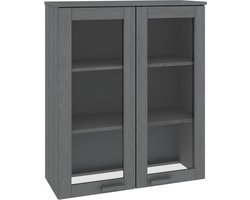 vidaXL - Opzetkast - HAMAR - 85x35x100 - cm - massief - grenenhout - donkergrijs