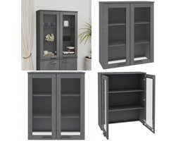 vidaXL Opzetkast HAMAR 85x35x100 cm massief grenenhout donkergrijs - Opzetkast - Opzetkasten - Bovenkast - Bovenbouw
