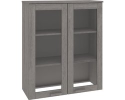 vidaXL - Opzetkast - HAMAR - 85x35x100 - cm - massief - grenenhout - lichtgrijs