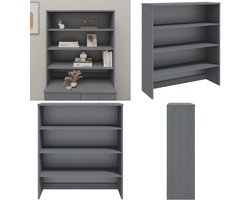 vidaXL Opzetkast HAMAR 90x30x100 cm massief grenenhout donkergrijs - Opzetkast - Opzetkasten - Massief Houten Opzetkast - Houten Opzetkast Voor Dressoir