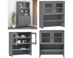vidaXL Opzetkast MOLDE 90x35x100 cm massief grenenhout grijs - Opzetkast - Opzetkasten - Massief Houten Opzetkast - Houten Opzetkast Voor Dressoir