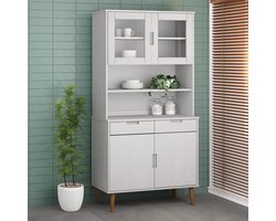 vidaXL - Opzetkast - MOLDE - 90x35x100 - cm - massief - grenenhout - wit