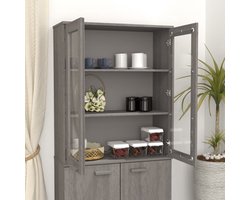 vidaXL Opzetkast - Opzetkasten - Bovenkast - Bovenbouw - Opzetkast HAMAR 85x35x100 cm massief grenenhout lichtgrijs