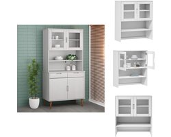 vidaXL Opzetkast - Opzetkasten - Massief Houten Opzetkast - Houten Opzetkast Voor Dressoir - Opzetkast MOLDE 90x35x100 cm massief grenenhout wit