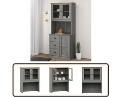 vidaXL Opzetkast VIGO 78x30x100 cm grenenhout Opbergkast - Houten Kast - Grenoble Kast - Bovenkast - Keukenmeubilair