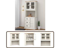 vidaXL Opzetkast VIGO - Massief Grenenhout - Wit Opbergkast - Houten Kast - Grenoble Kast - Keuken Kast - Bovenkast