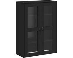 vidaXL - Opzetkast - VIKEN - bewerkt - hout - zwart