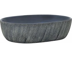vidaXL - Opzetwasbak - ovaal - 47x33x13 - cm - keramiek - zwart - en - grijs