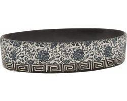 vidaXL - Opzetwasbak - ovaal - 56,5x36,5x13,5 - cm - keramiek - zwart - en - blauw