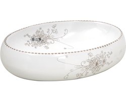 vidaXL - Opzetwasbak - ovaal - 59x40x15 - cm - keramiek - wit