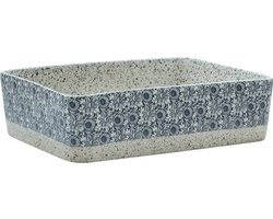 vidaXL - Opzetwasbak - rechthoekig - 46x35,5x13 - cm - keramiek - grijs - en - blauw
