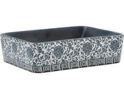 vidaXL - Opzetwasbak - rechthoekig - 46x35,5x13 - cm - keramiek - zwart - en - blauw