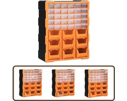 vidaXL Organiser - 39 lades - 38x16x47 cm - Oranje/Zwart Opbergbox - Gereedschapsorganizer - Tool Organizer - Ladekast - Organisator