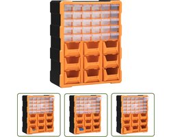 vidaXL Organiser - 39 lades - 38x16x47 cm - Oranje/Zwart Opbergbox - Gereedschapsorganizer - Tool Organizer - Ladekast - Organisator