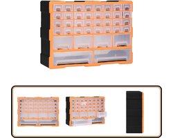 vidaXL Organiser - 40 Lades - 52x16x37,5 cm - Oranje/Zwart Gereedschaps Organizer - Ladekast - Opslagbox - Tool Box - Organisator