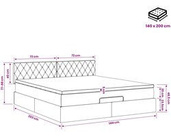 vidaXL - Ottomaanse - Bed - met - Matras - en - LED - Lichtgrijs - 140 - x - 200 - cm