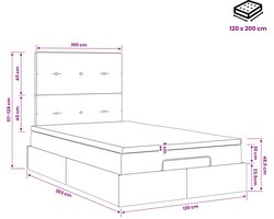 vidaXL - Ottomaanse - Bed - met - Matras - en - LED - Roze - 120 - x - 200 - cm - fluweel
