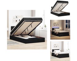 vidaXL Ottomaanse Bed - Ottomaanse Bedden - Bedframe - Bedframe Met Opbergruimte - Bed poef met matras en LED's 120x190 cm fluweel zwart