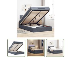 vidaXL Ottoman Bed - Bedpoef - Bed poef met matras en LED's 120x190 cm fluweel donkergrijs - Boxspring - Slaapbank - Led Lamp
