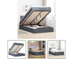 vidaXL Ottoman Bed - Bedpoef - Bed poef met matras en LED's 120x190 cm fluweel donkergrijs - Boxspring - Tweepersoonsbed - Slaapbank