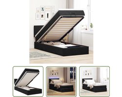 vidaXL Ottoman Bed - Bedpoef - Bed poef met matras en LED's 80x200 cm fluweel zwart - Boxspring - Tweepersoonsbed - Slaapbank