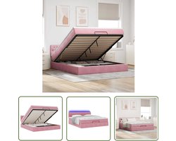 vidaXL Ottoman Bed - Comfortabel Bed - Bed poef met matras en LED's 180x200 cm fluweel roze - Boxspring Bed - Tweepersoons Bed - Kingsize Bed