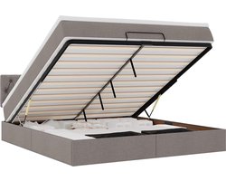 vidaXL - Ottoman - bed - met - matras - 180x200cm - stof - taupe