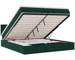 vidaXL - Ottoman - bed - met - matras - 200x200 - cm - fluweel - donkergroen