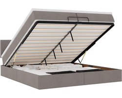 vidaXL - Ottoman - bed - met - matras - 200x200 - cm - stof - taupe