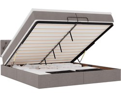 vidaXL - Ottoman - bed - met - matras - 200x200 - cm - stof - taupe