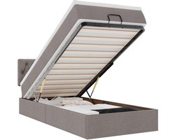 vidaXL - Ottoman - bed - met - matras - 80x200cm - stof - taupe