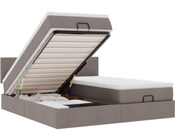vidaXL - Ottoman - bed - met - matrassen - 160x200cm - stof - taupe