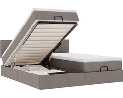 vidaXL - Ottoman - bed - met - matrassen - 180x200cm - stof - taupe